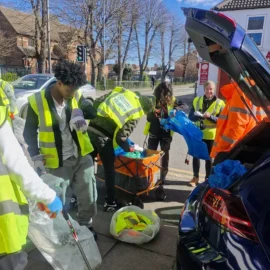 Refugee students PCC litter-picking