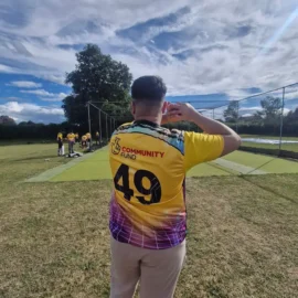 Over the shoulder shot of a GLADCA cricket bowler